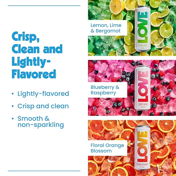 Be LOVE Balanced Electrolyte Beverage 6-Pack - Magnesium, Potassium & Sodium for Daily Hydration - Zero Sugar, Gluten Free - Berry Bliss, Citrus Zest, Orange Blossom (12oz / 6ct)