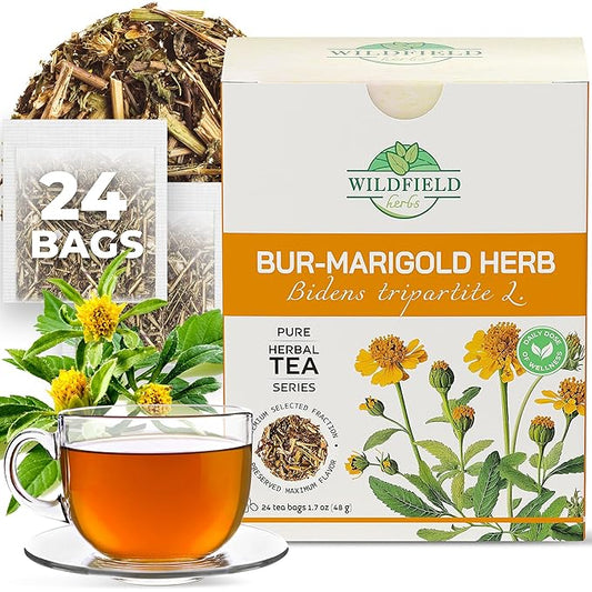 24 Bags Dried Marigold Bur Marigold Herb Tea Marygold Tea (Bidens Tripartita L.) - 24 Count 2 g Bags 100% Chereda Bur-Marigold Cáñamo Acuático