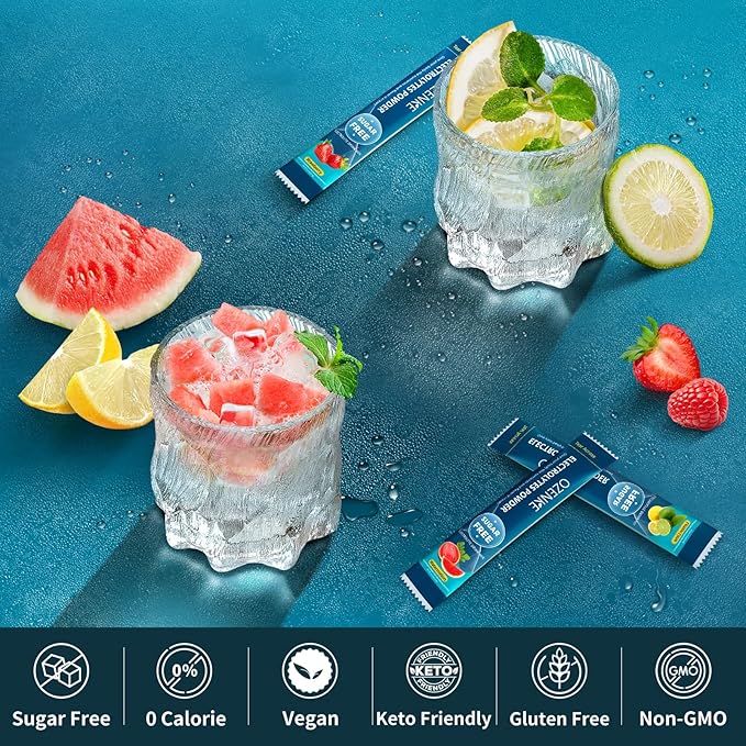 60 Sticks Sugar Free Hydration Packets, Electrolytes Powder Packets, Electrolyte Drink Mix Travel Electrolyte for Rapid Hydration, 6 Flavors