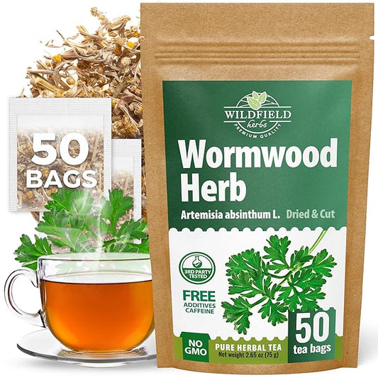 50 Bags Wormwood Herbal Tea (Artemisia Absinthum L.) – 50 Tea Bags 1.5g Absinthe Wormwood Herb