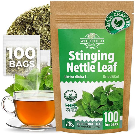100 Bags Nettle Leaf Tea Ortiga Dried Nettle Herb Planta Bulk (Urtica Dioica) - 100 Count 1.5g Tea Bags Herb Hojas De Ortiga