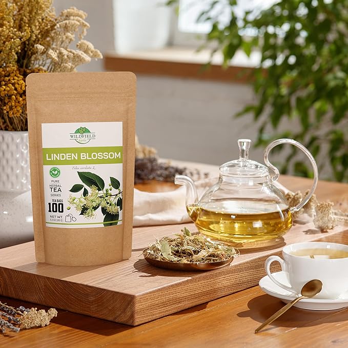 100 Bags Linden Tea Dried Linden Flower Tea Herbal (Tilia Cordata) - 100 Count 1.5g Bags Herb Lipa