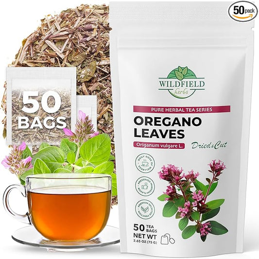 50 Bags Oregano Tea Dried Oregano Leaves Herbal Tea Bag (Origanum Vulgare L.) - 50 Count 1.5g Bags Dry Égano Leaf Herb