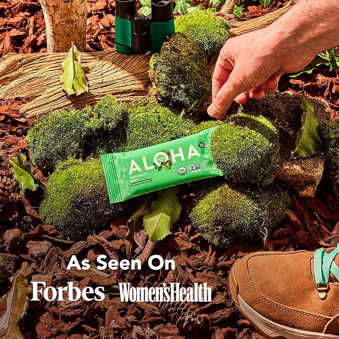 ALOHA Organic Plant Based Protein Bars, Chocolate Mint, 1.98 Oz (Pack of 12)